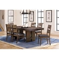 thumbnail image 2 of Pemberly Row 7Pc Extendable Dining Set with 6 Solid Wood Antique Brown Chairs, 2 of 13
