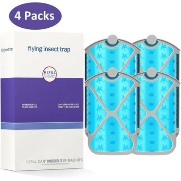 HYEASTR 4 Packs Flying Insect Trap Refill Cartridges for Indoor House Home Compatible with ZEVOPlug-in Light ZEVOM364 and Max, Fit Replacement Refills