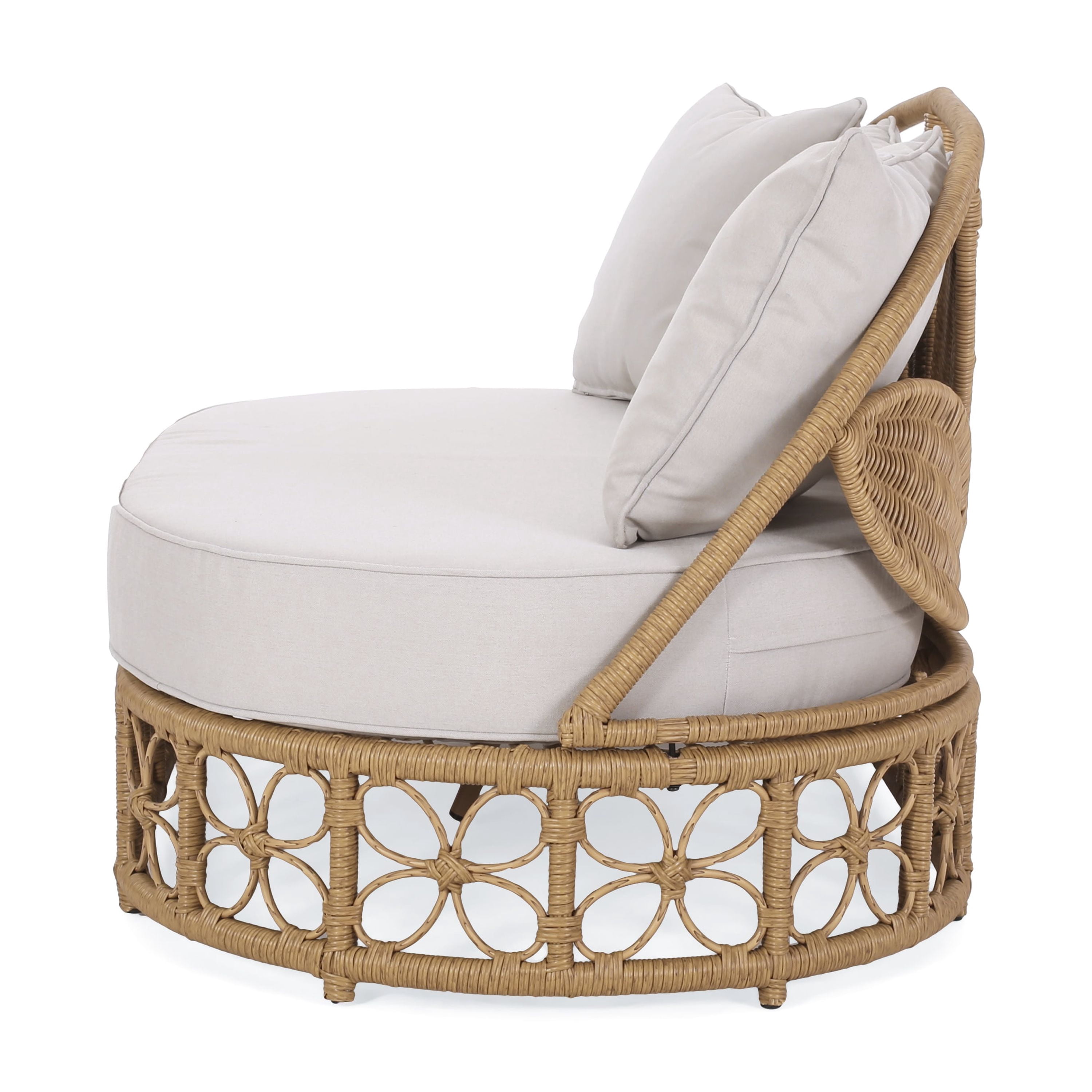 Patio Furniture Outdoor Daybed with Wicker Rattan, 60" Wide Outdoor Wicker Patio Daybed with Cushions for Lawn Garden Backyard Pool
