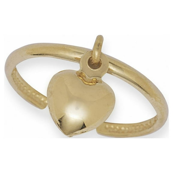14k Yellow Gold Dangling Love Heart Adjustable toe ring toe ring for Women