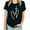 Black, variant on WREESH Women's Trendy Short Sleeve T-Shirt Summer Round Neck Graphic Print Tops Beige