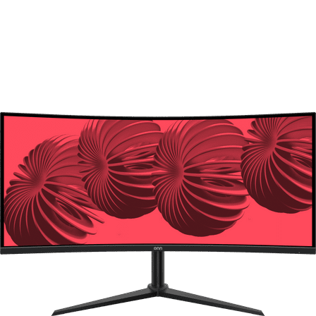 onn. 34" WQHD (3440 x 1440p) 200Hz Bezel-Less Gaming Monitor, Curved 1500R, 1ms, with 1.85m HDMI & DP Cable, SPK, Black