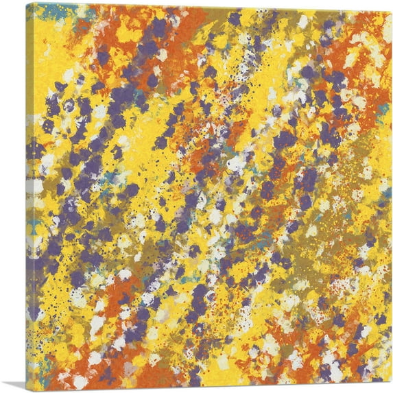 ARTCANVAS Yellow Purple White Orange Modern Canvas Art Print - Size: 12" x 12" (0.75" Deep)