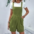 thumbnail image 2 of cfhntfmh Cotton Overalls for Women Square Neck Sleeveless Adjustable Strap Summer Jumpsuits Loose Pleated Wide Leg Shorts Rompers, 2 of 6