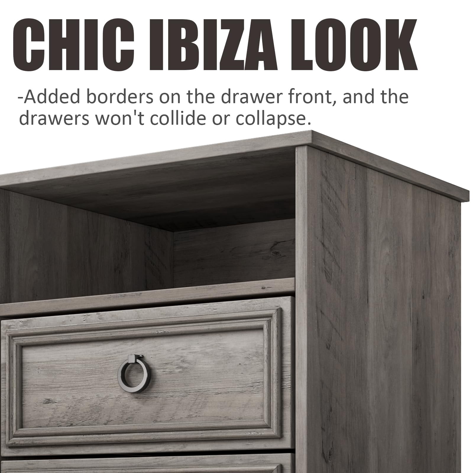 Furpezoo Nightstand Set of 2, Bedroom Bedside Table with 2 Drawers, Compartment ,Gray
