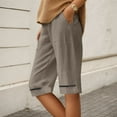 thumbnail image 2 of Women's Linen Shorts Casual Knee Length Summer Beach Pants Lightweight Comfortable Loose Fit With Pockets Breathable Stylish Outfits, 2 of 2
