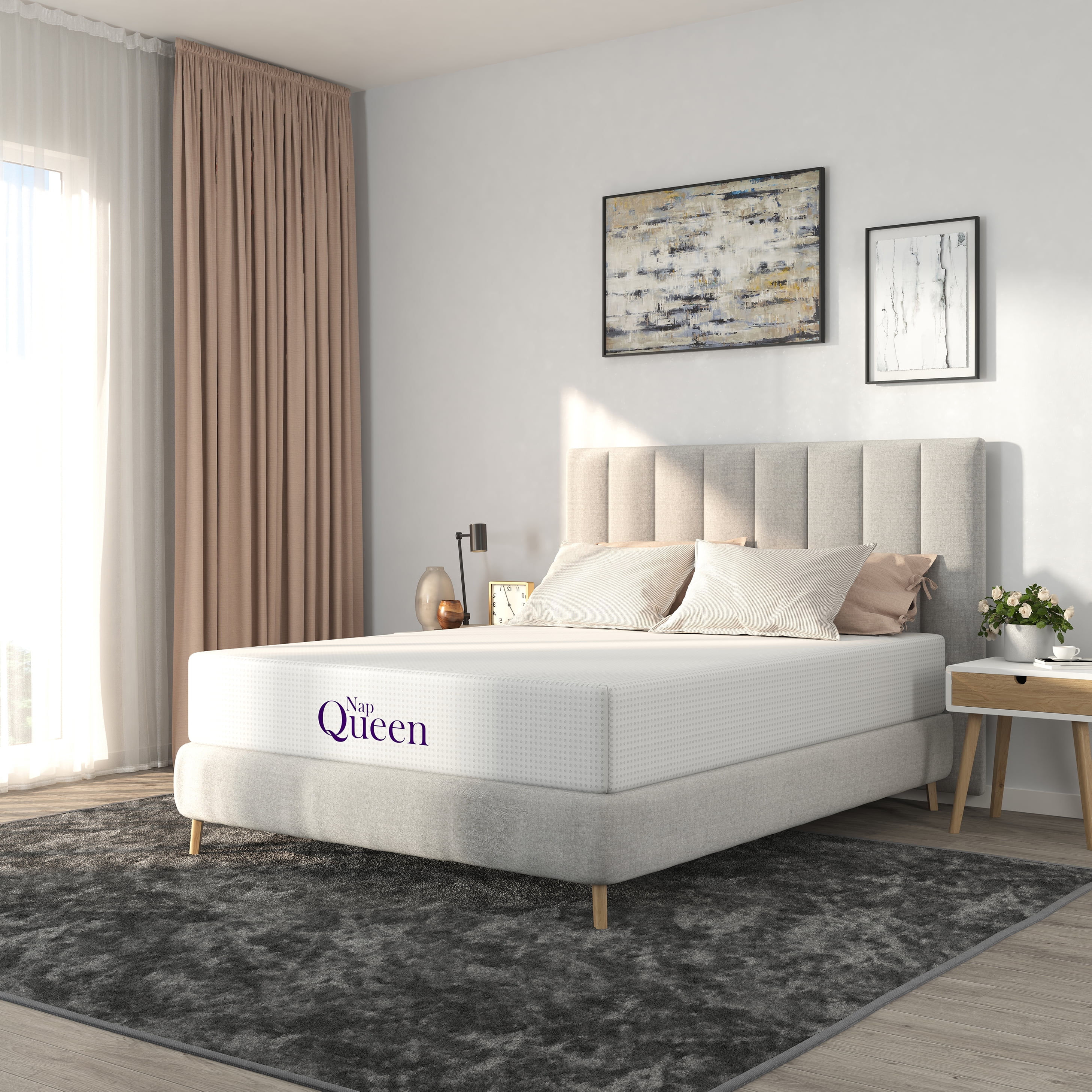 NapQueen Full Mattress, 12 Inch Charcoal Memory Foam, CertiPUR-US Certified, Breathable Soft Fabric Cover