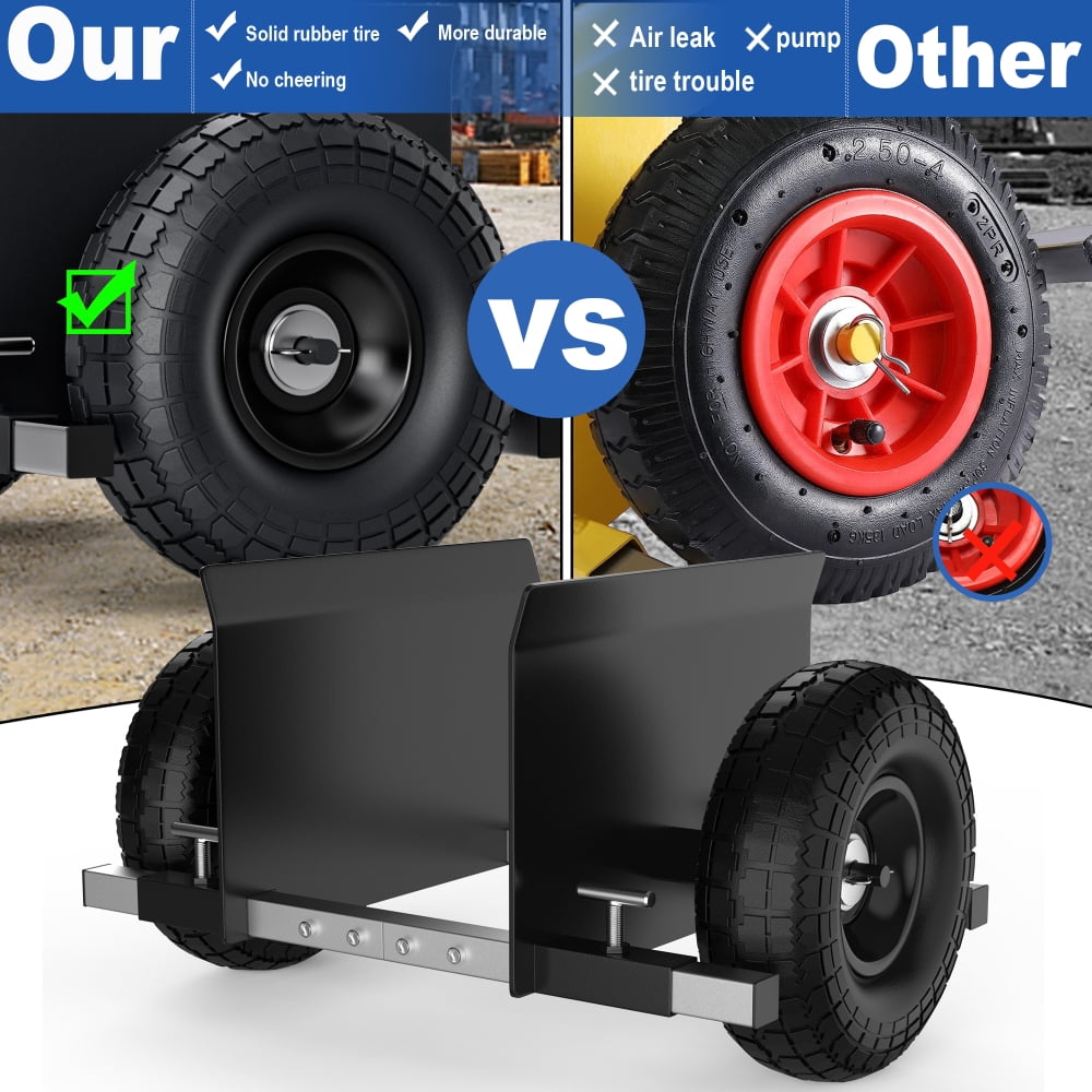 Holaki Dolly Cart with 10" Solid Rubber Tires – Adjustable Panel Dolly, 1000 lb Capacity, Heavy Duty, All Terrain Moving Cart – Black