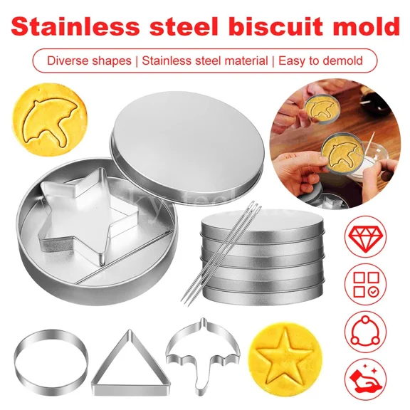 12Pcs Cookie Cutter Candy Biscuit Mold Sets Stainless Steel Pastry Cutter Tools