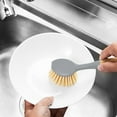 thumbnail image 3 of 2 Pack Kitchen Dish Brushes with Bamboo Handle, Scrubber Built-in Scraper, Scrub Brush for Pans, Pots, Counter & Sink Cleaning, Dishwashing and Cleaning Tools, White, 3 of 4