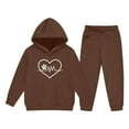 thumbnail image 5 of ATOGUTA Birthday Outfits for Girls Tracksuit Drop Shoulder Hoodie Sweatshirt and Sweatpants Joggers Set with Pockets Size 2T-14, Brown, 5 of 6