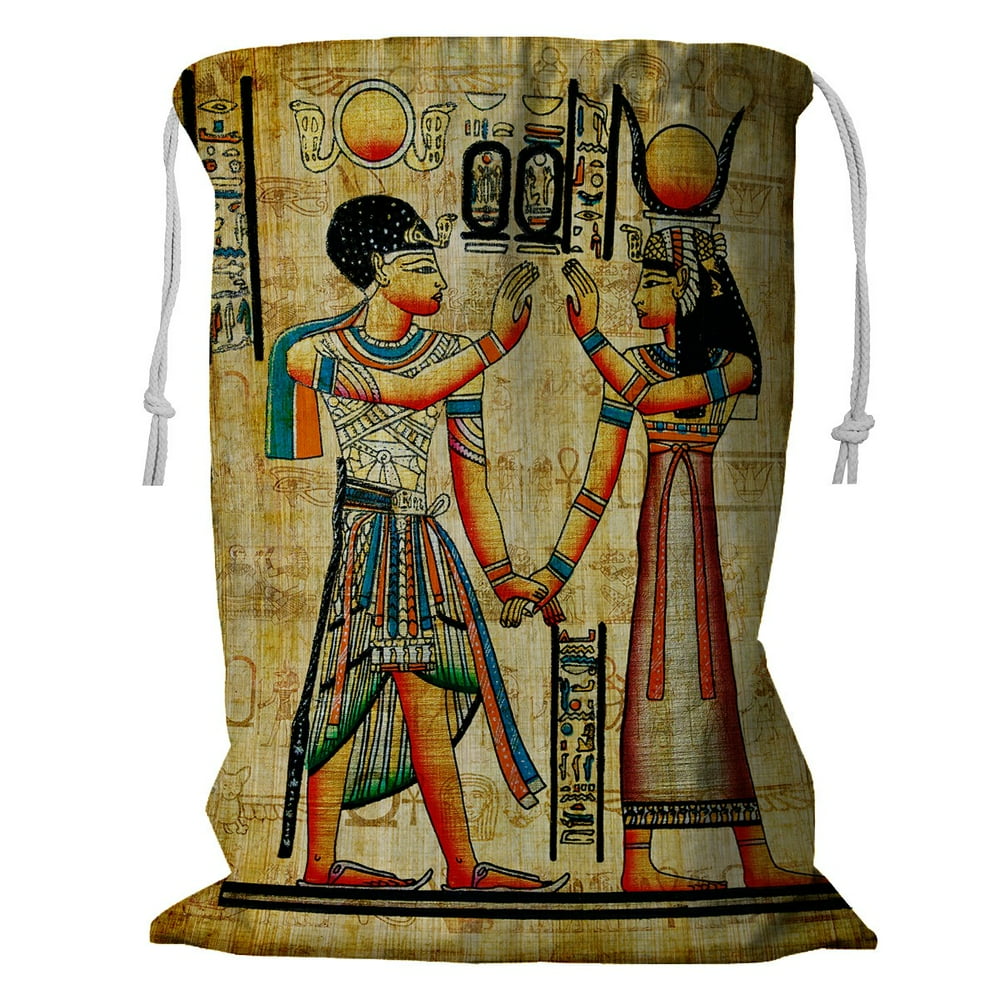 ABPHQTO Ancient Egyptian Papyrus Storage Basket Laundry Bag with