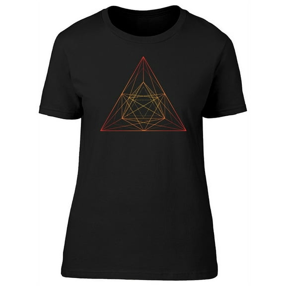 Red Golden Geometric Triangle T-Shirt Women -Image by Shutterstock, Female Small