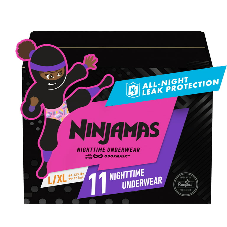 Ninjamas Nighttime Bedwetting Underwear Girl Size L 11 Count