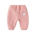 thumbnail image 2 of CUZIBR Toddler Boys Girls Snow Pants Winter Thick Warm Windproof Ankle-Tied Trousers Elastic Waist Solid Color Lightweight Padded Pants,Pink,12-18 Months, 2 of 3