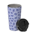 thumbnail image 2 of Uemuo Blue And White Flowers Print Carry Insulated Coffee Mug, Travel Mug with Hidden Handle, Insulated Coffee Flask, Leak-proof Travel Mug Insulated Mug for Office, 2 of 8