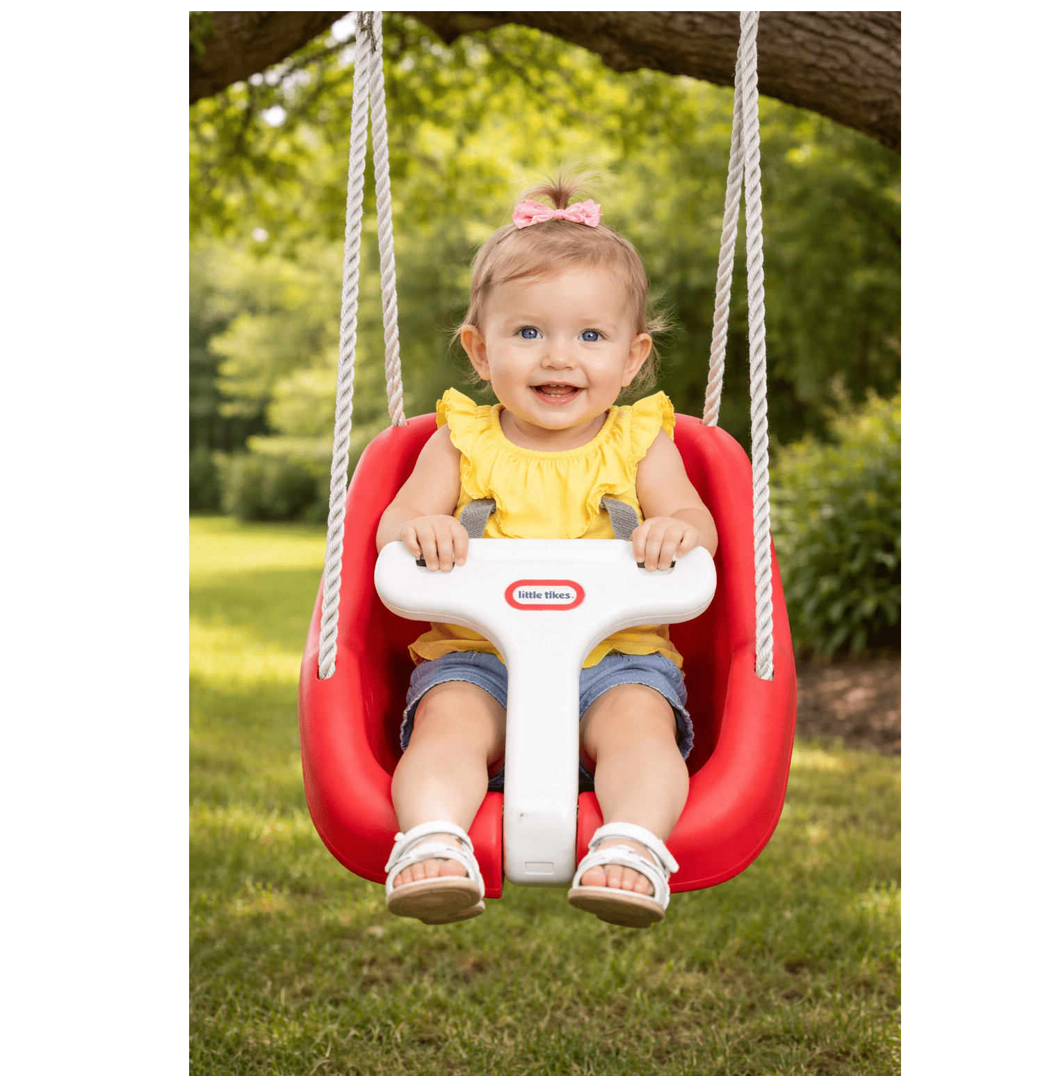 Little Tikes 2-in-1 Snug 'n Secure T Bar Swing- Red, Baby and Toddlers Ages 9 Months - 4 Years