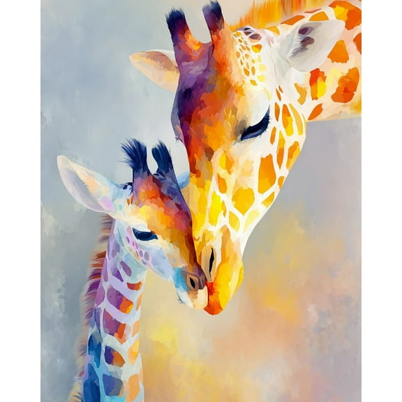 Paint by Numbers for Adults Kids Beginner Giraffe Kiss DIY Acrylic Painting by Numbers Kits with Brushes Acrylic Pigment Home Decoration Gifts 16 x 20 inch