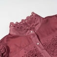 thumbnail image 4 of Winter Dresses for Women Lace Wedding Guest Dresses Solid Color Lantern Sleeve Button Round Neck Long Formal Dress, 4 of 8