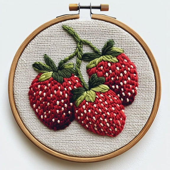 DIY Punch Needle Kits Red Strawberries Easy for Beginners Punch Needle Embroidery Set with Hoop Stamped Pattern for Craft lovers and Home Decor-12