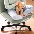 thumbnail image 6 of CELTOSS Criss Cross Home Office Chair, Teddy Fabric Armless Swivel Task Computer Chair with Wheels, Green, 6 of 14