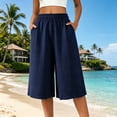 thumbnail image 2 of Noric Women's Plus Size Capri Pants Casual Wide Leg Casual Flowy Culottes Summer Lounge Beach Pants with Pockets, 2 of 7