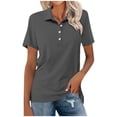 thumbnail image 1 of Womens T Shirts Summer Lapel Polo Slim Fit Short Sleeve Solid Color Leisure Lady Tees, 1 of 8