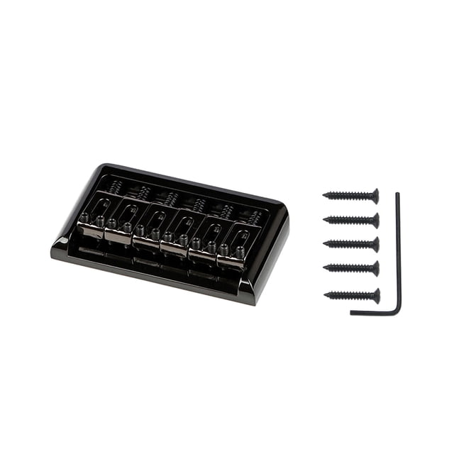 Mistaha Black Metal Hardtail Guitar Bridge Assembly for 6 String Stratocaster and Telecaster Style Guitar