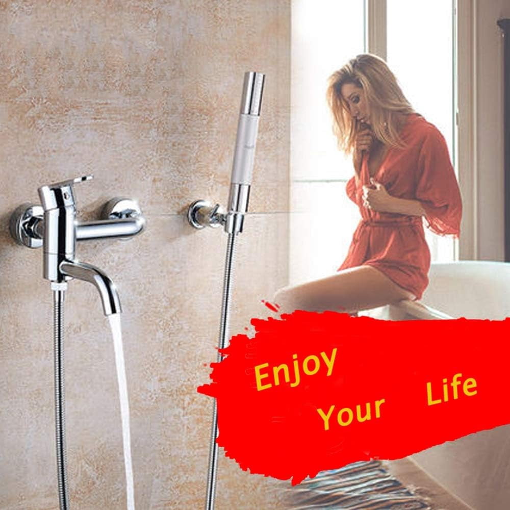 Chrome Bathtub Faucet with Hand Shower Wall Mounted Brass Bathroom Faucet Single Handle 3 Holes Bath Shower Mixer Tap