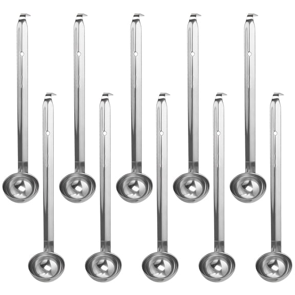 10 Pcs of Stainless Steel Soup Ladles 1 oz with Long Handle, Hooked for Easy Hanging, Great for Cooking, Catering, and Hotel Use, Long-Lasting and Rust-Resistant