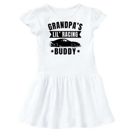 

Inktastic Grandpas Lil Racing Buddy Gift Toddler Girl Dress