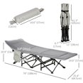 thumbnail image 3 of Outsunny Folding Camping Cot for Adults with Mattress Pillow Light Grey, 3 of 9