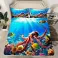 thumbnail image 2 of Erosebridal Sealife Octopus Sheet Set Twin,Marine Animal Bedding Sets Twin Size,Sea Room Decorative,Breathable,3pcs, 2 of 7