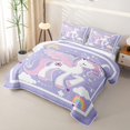 thumbnail image 3 of Manfei Kawaii Unicorn Twin Quilt Set,White Cloud Print Twin Coverlet Set,2pcs, 3 of 7