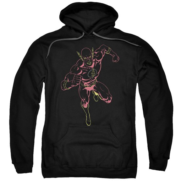 JLA Justice League Neon Flash Adult Pullover Hoodie Sweatshirt Black