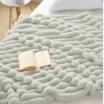 thumbnail image 2 of Hyde Lane Soft Fluffy Faux Fur Blanket - Cozy & Warm, Reversible Striped Plush Blanket for Couch, Sofa, Chair, for Women (Sage Green, 50"x60"), 2 of 14