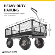 Gorilla Carts Steel Utility Cart Heavy-Duty Wagon - 4 Cu Ft, 800 lb, Black — Residential Use, Standard Application