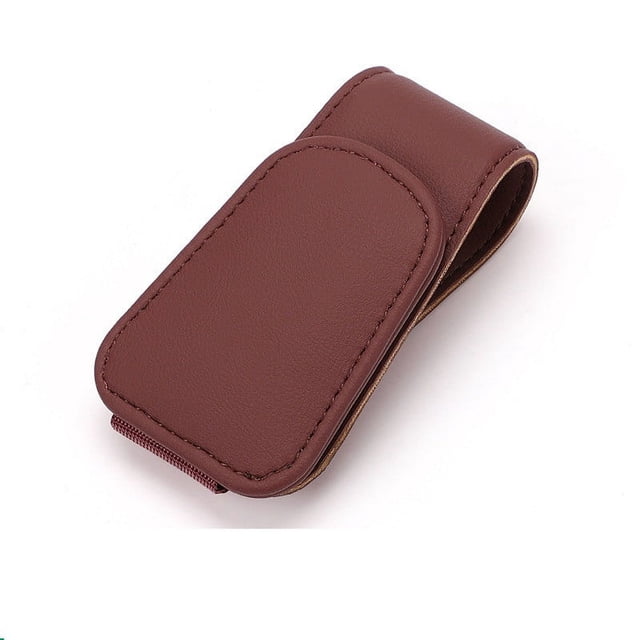 Clip para gafas de sol para automóvil, de cuero con imán, adecuado para Gla, burdeos