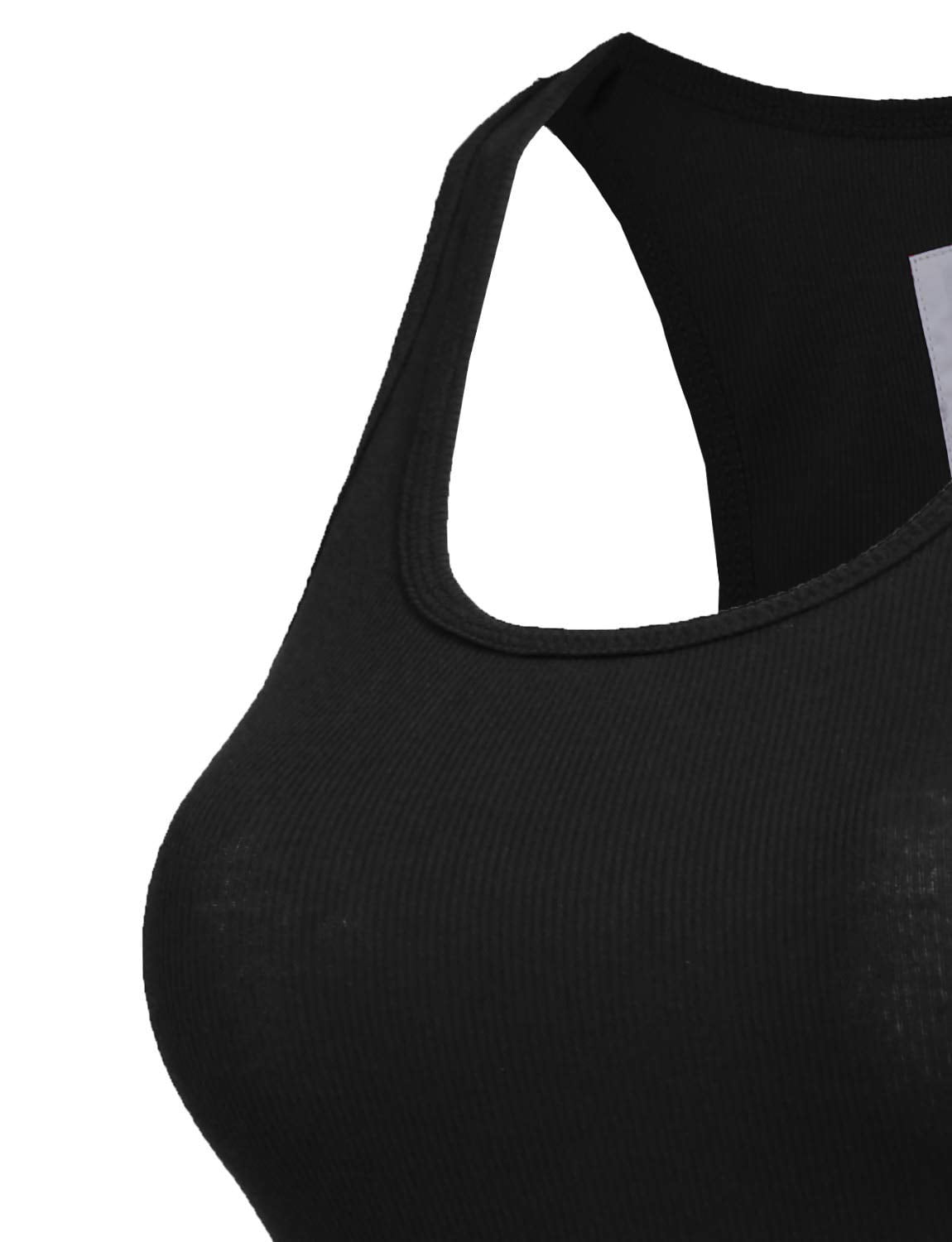 Women's Tank Top Sleeveless Racerback Basic Stretch Comfy Slim Fitted Ribbed Knit Tops Workout Yoga T Shirt NEWT386 Black M - image 4