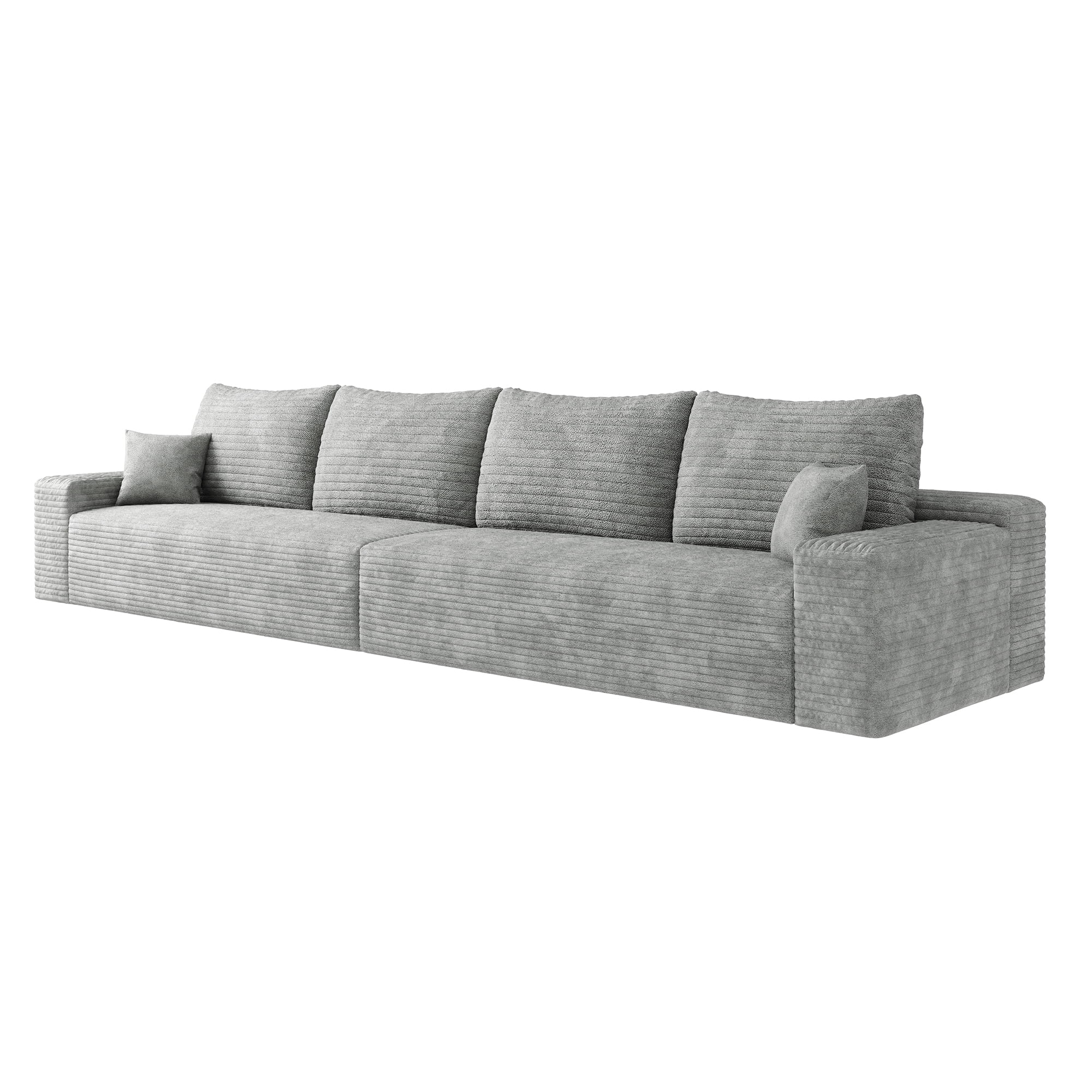 MAYEERTY 140" Gray Modern Modular Cloud Sectional No Assembly Extra-Spacious Neutral Sofa