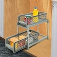 thumbnail image 2 of 2-Tier Under Sink Organizer with Pull Out Sliding Storage Drawer for Home Bathroom Kitchen White/Grey 14.57in, 2 of 26
