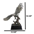 thumbnail image 2 of Electroplated Pewter Silver Bald Eagle With Open Wings Soaring Over Tree Statue, 2 of 10