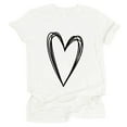 thumbnail image 1 of Hauts d'Été pour Femmes 2023 Hauts pour Femmes Col Rond Manches Courtes T-Shirt Imprimé Cœur Blouse Basique Décontractée, 1 of 2
