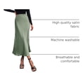 thumbnail image 4 of Falda PRETTYGARDEN Satinada Midi de Cintura Alta Verde Claro S, 4 of 7