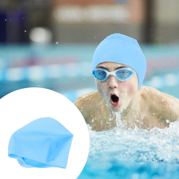 AURARMLET Sombrero De Natación Reutilizable Y Flexible En Silicona Azul Para Adultos