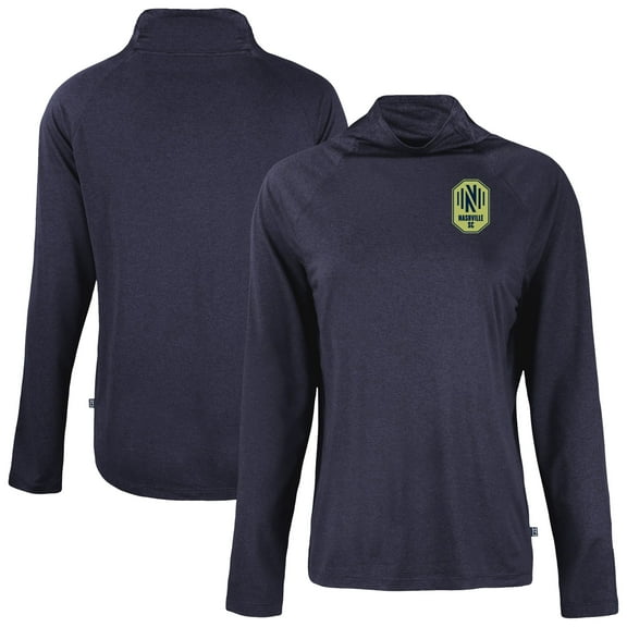 Women's-Cutter & Buck  Navy Nashville SC Coastline Epic Comfort Eco Recycled Funnel-Neck Top