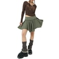 thumbnail image 4 of Liacowi Women Irregular Pleated Skirt Solid Color Elastic Summer A-line Skirt for Beaches Club Streetwear, 4 of 8
