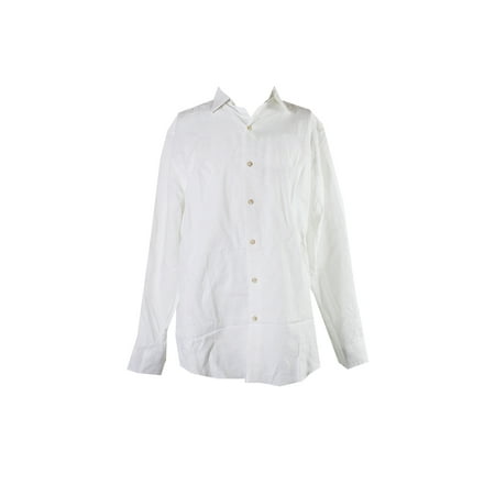 Tasso Elba White Solid Long-Sleeve Linen Blend Shirt L - Walmart.com