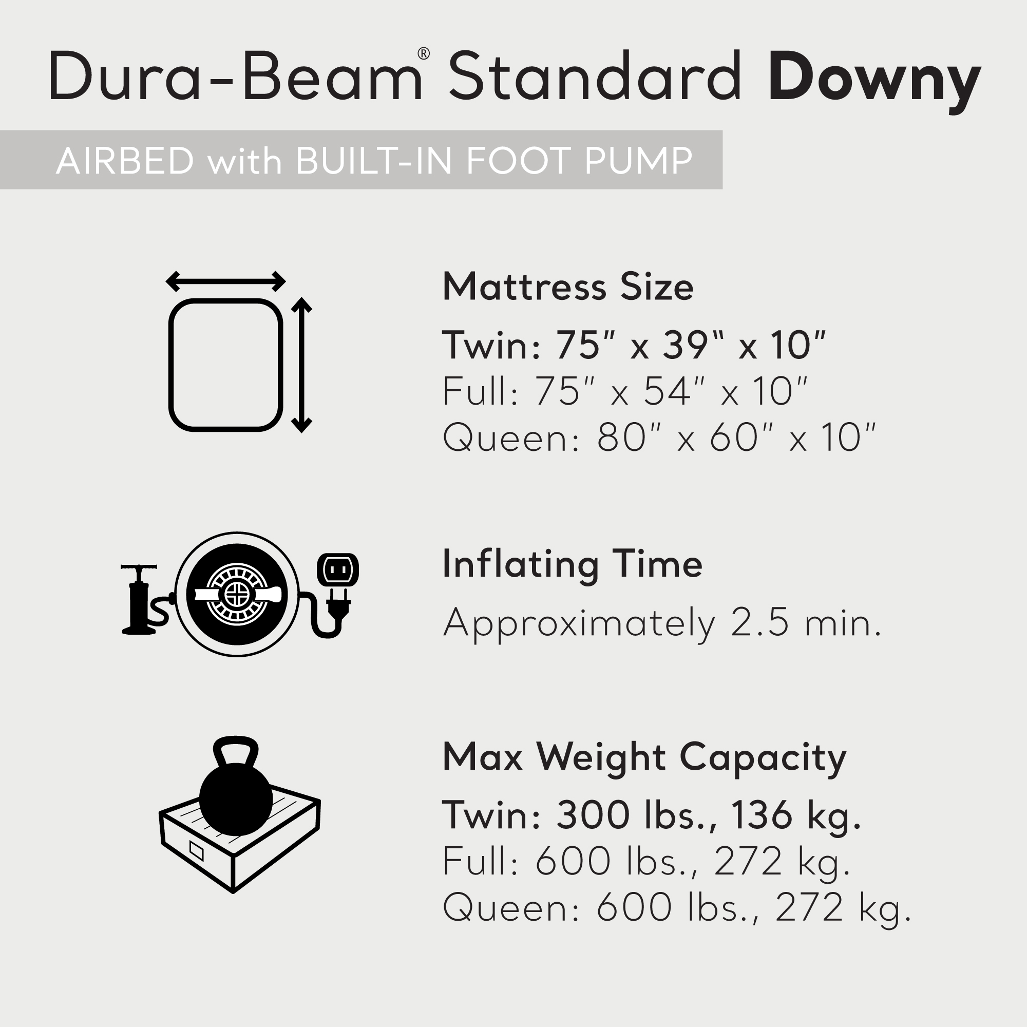 Intex Dura-Beam Standard Series Downy Airbed with Built-In Foot Pump, Twin Size - image 3 of 9
