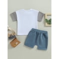 thumbnail image 4 of Bagilaanoe 2pcs Toddler Baby Boy Short Pants Set Short Sleeve Letter Print T Shirt Tops + Shorts 3M 6M 12M 18M 24M 3T Kids Casual Summer Outfits, 4 of 9
